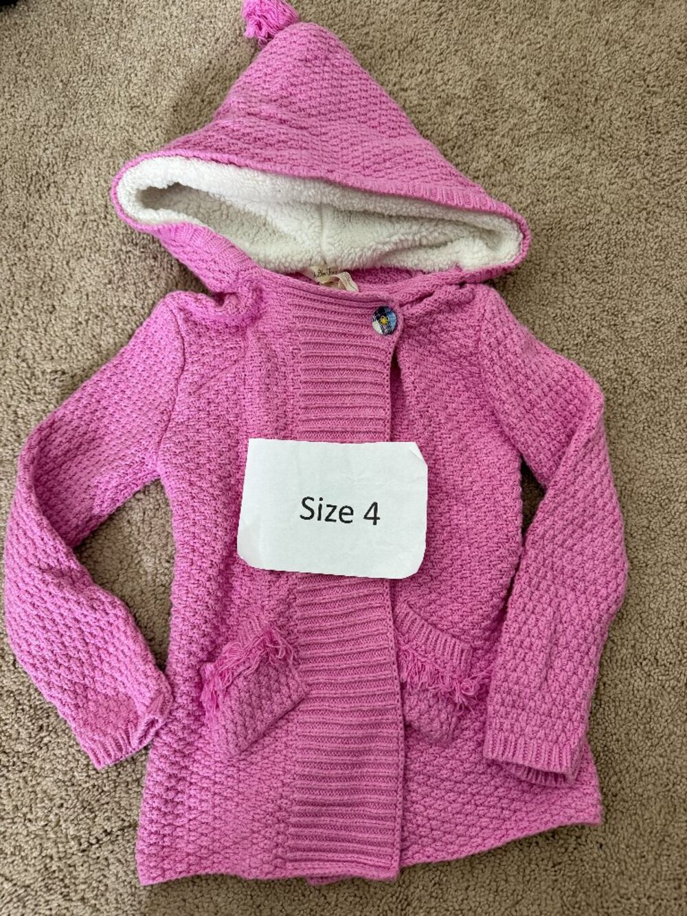 Matilda Jane Girls Size 4 Make Believe Autumn Sunset Sweater Pink Hooded Sweater